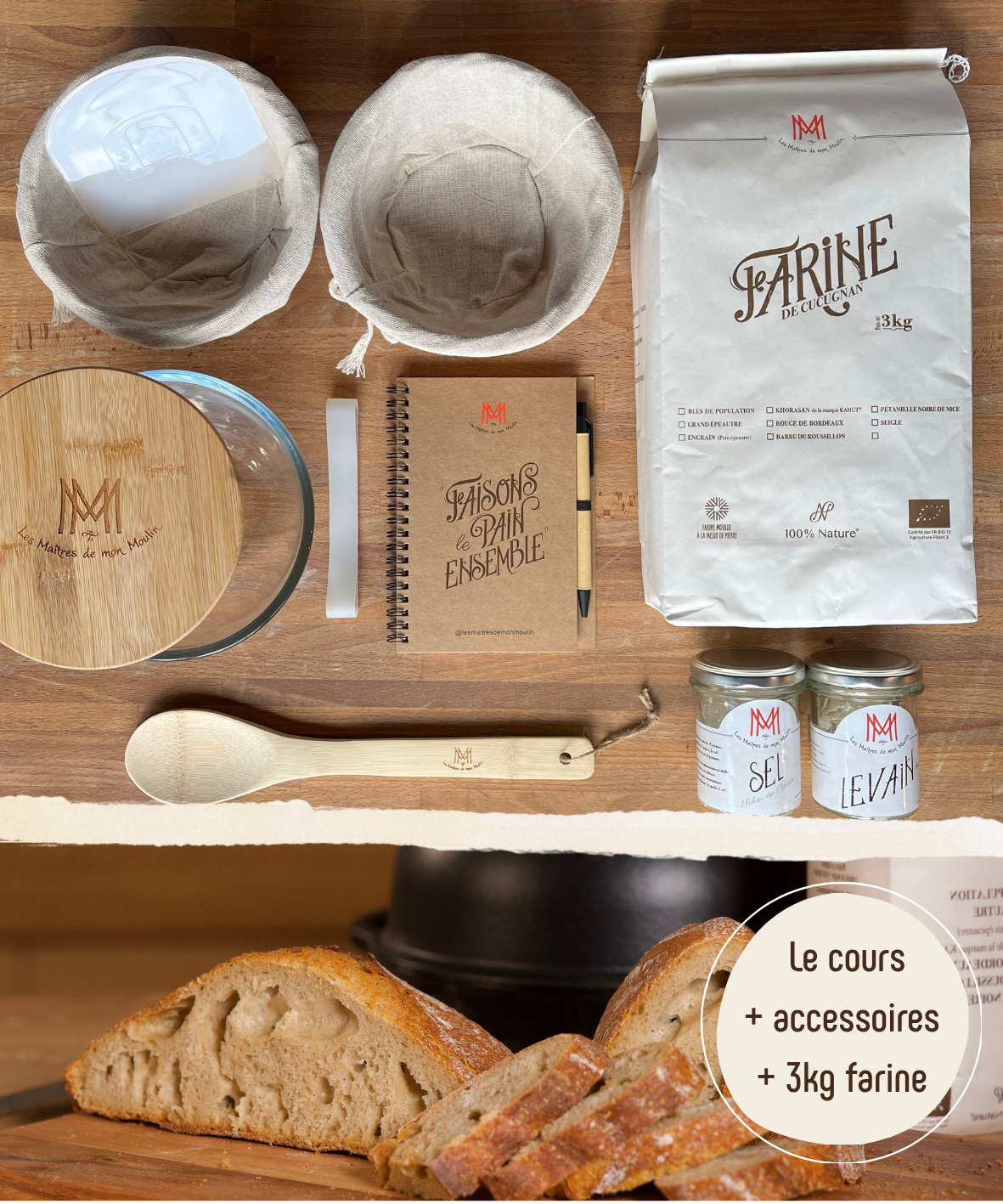 Le Pain de Barbu du Roussillon en cocotte - Coffret : Cours vidéo + 3kg de farine + Accessoires