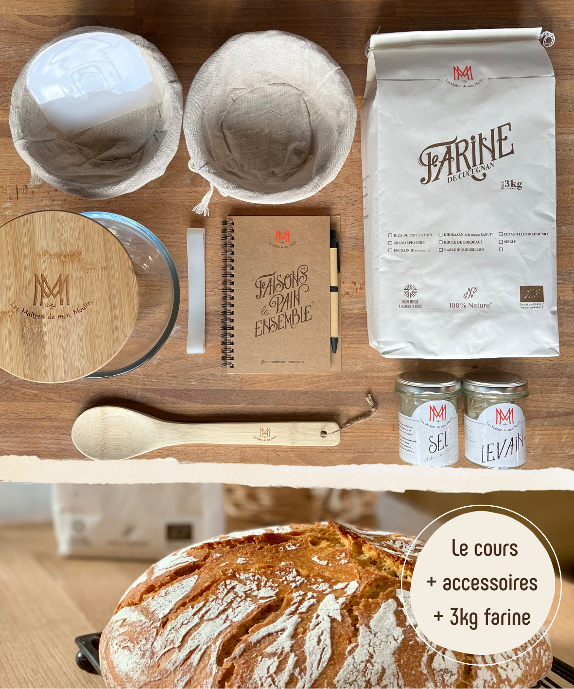 Le Pain d'Engrain en cocotte - Coffret : Cours vidéo + 3kg de farine + Accessoires