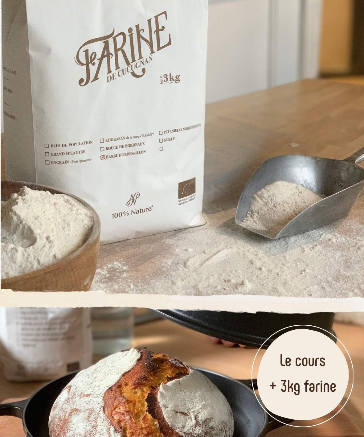 Le Pain de Khorasan Kamut® en cocotte - Coffret : Cours vidéo + 3kg de farine