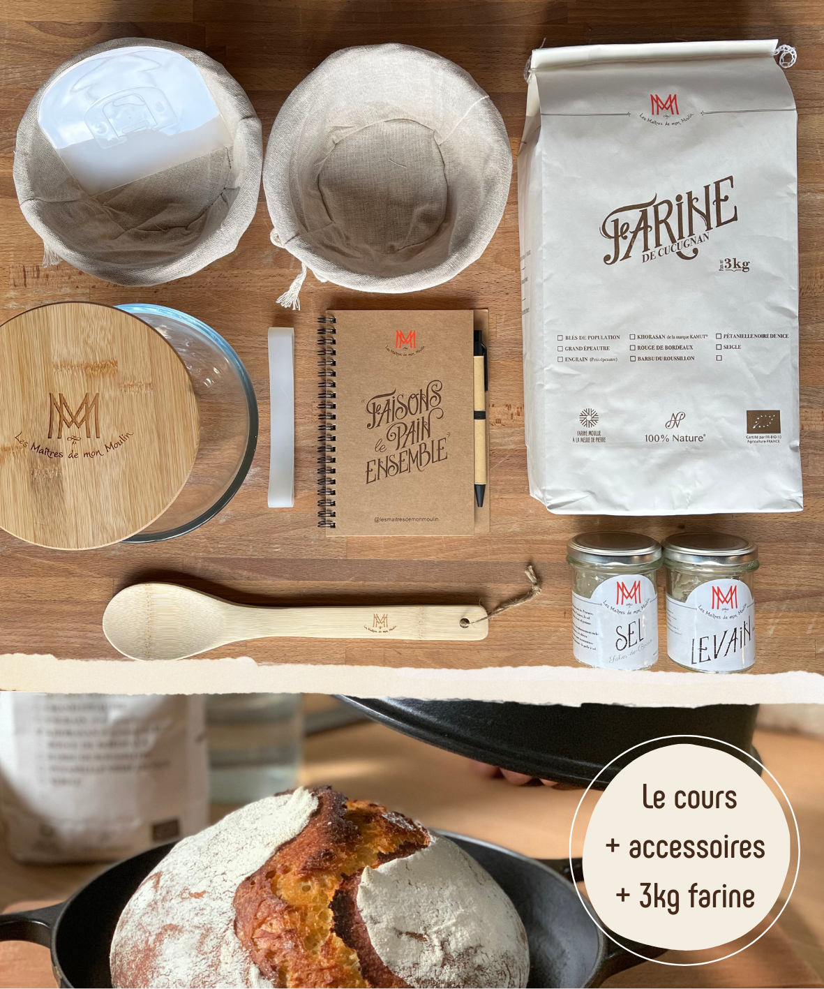 Le Pain de Khorasan Kamut® en cocotte - Coffret : Cours vidéo + 3kg de farine + Accessoires
