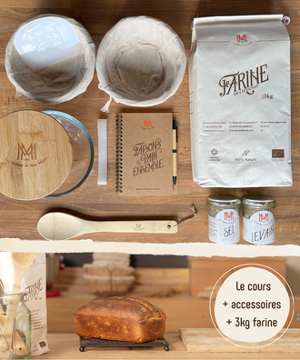 Kit "Faisons le Pain d'Engrain en moule ensemble" - cours vidéo + accessoires + 3kg de farine